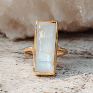 Rainbow Moonstone Elfin Ring
