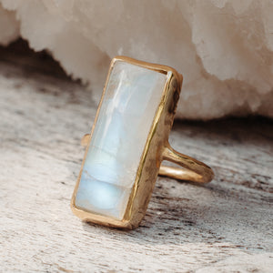 Rainbow Moonstone Elfin Ring