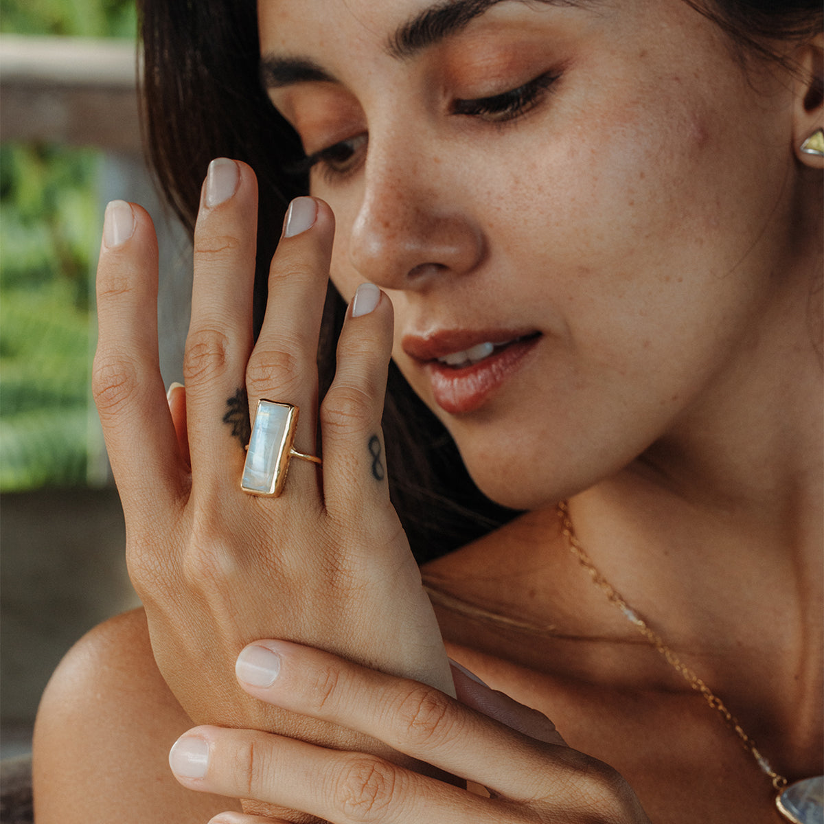 Rainbow Moonstone Elfin Ring