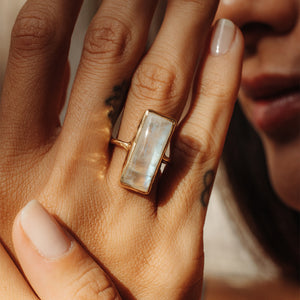 Rainbow Moonstone Elfin Ring