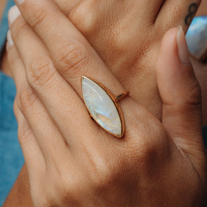 Rainbow Moonstone Elfin Ring