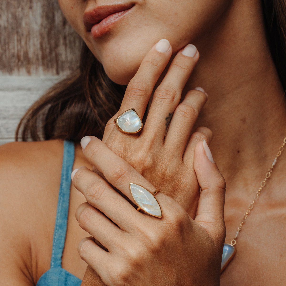 Rainbow Moonstone Elfin Ring