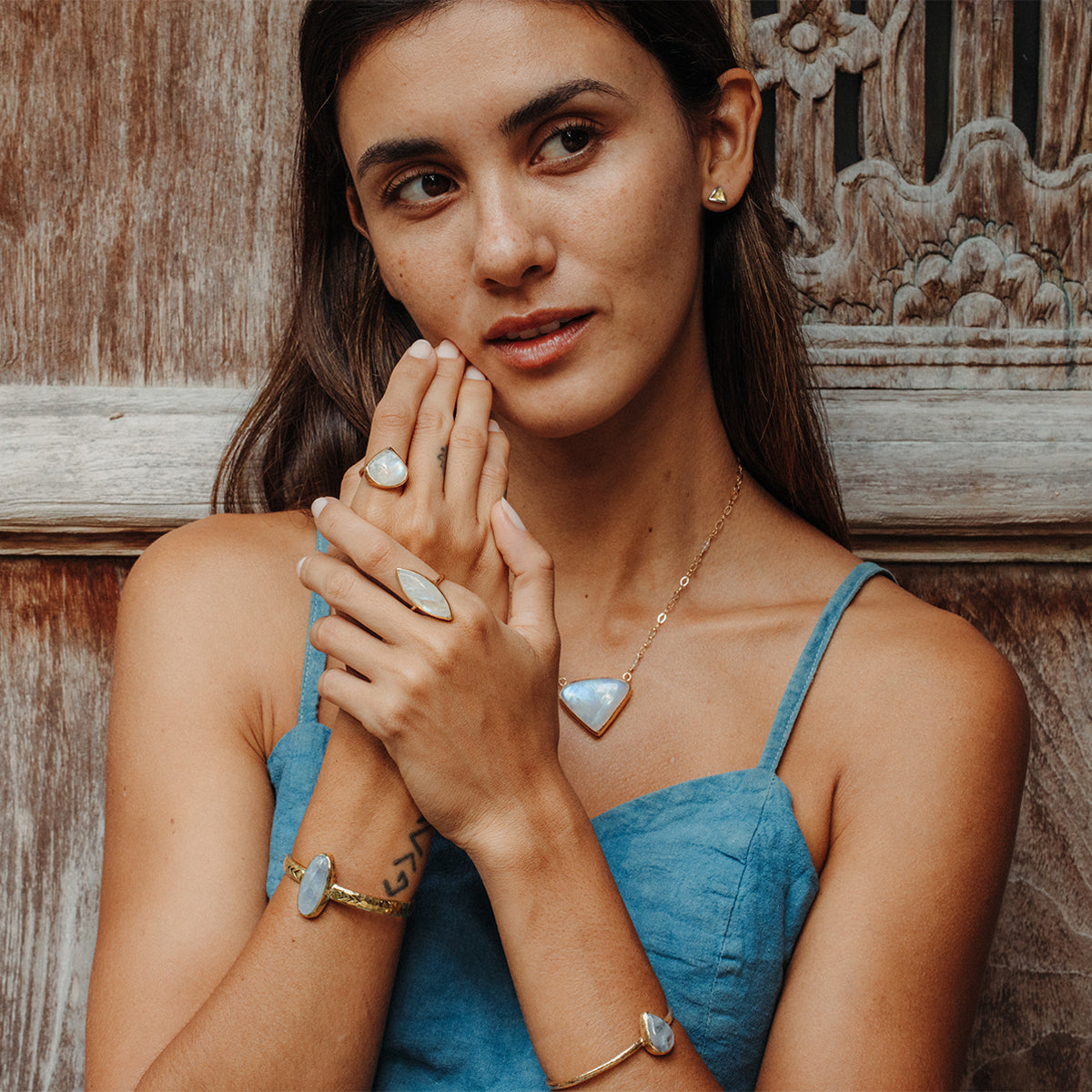 Rainbow Moonstone Elfin Ring