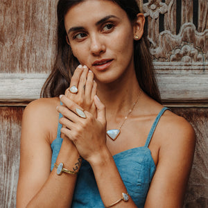 Rainbow Moonstone Elfin Ring