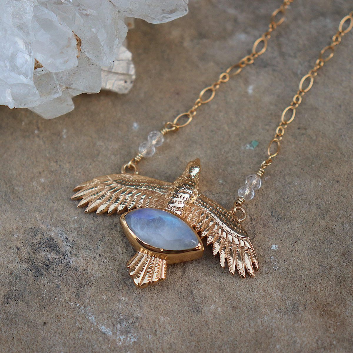 Elder Bird || Moonstone Necklace