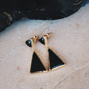 Ancestor Earrings || obsidian