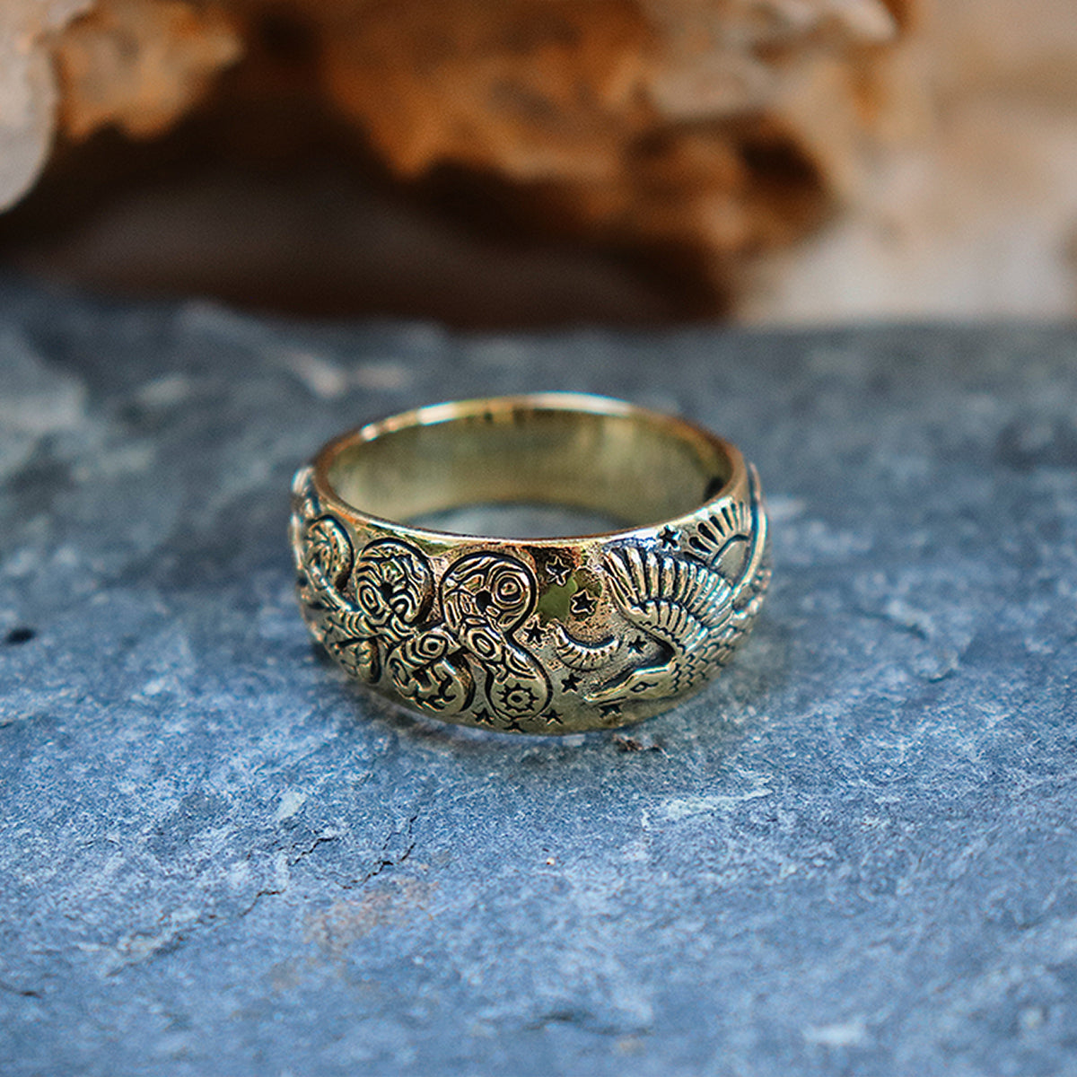 Men's Weathered Stone Ring - Emilie Shapiro Studio