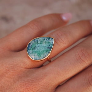 Azurite Crystal Elfin Ring