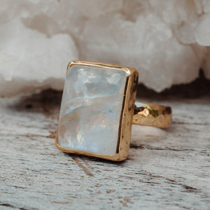 Rainbow Moonstone Ring