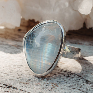 Rainbow Moonstone  Ring