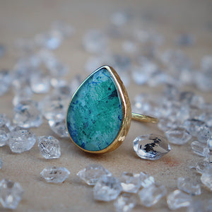 Azurite Crystal Elfin Ring