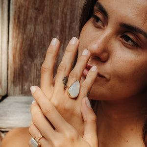 Rainbow Moonstone Elfin Ring