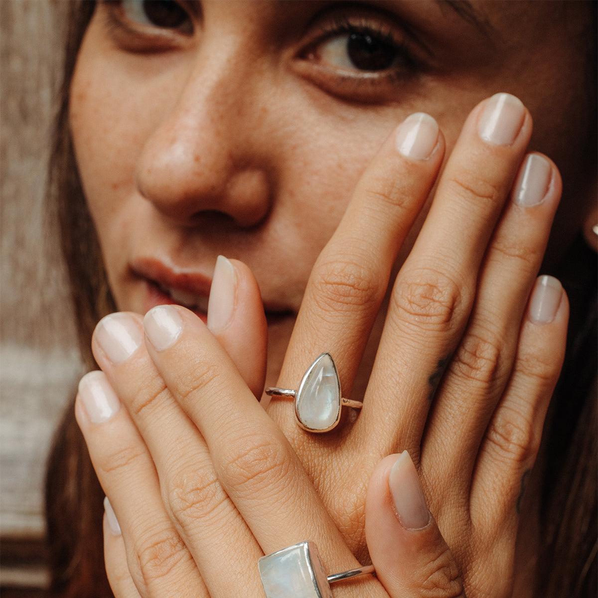 Rainbow Moonstone Elfin Ring