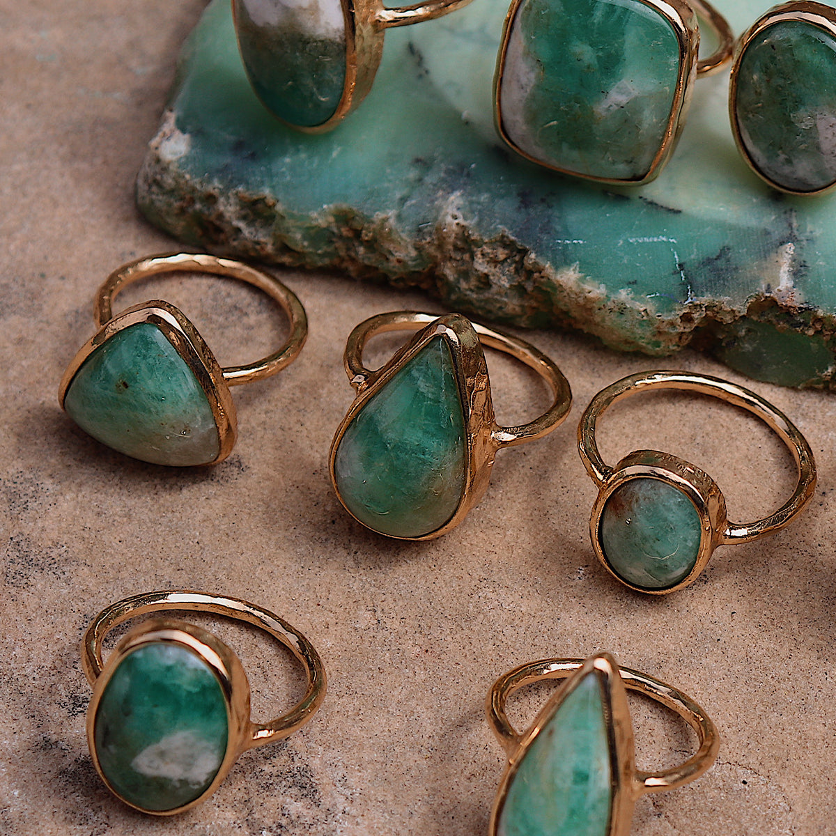 Emerald Quartz Elfin Ring