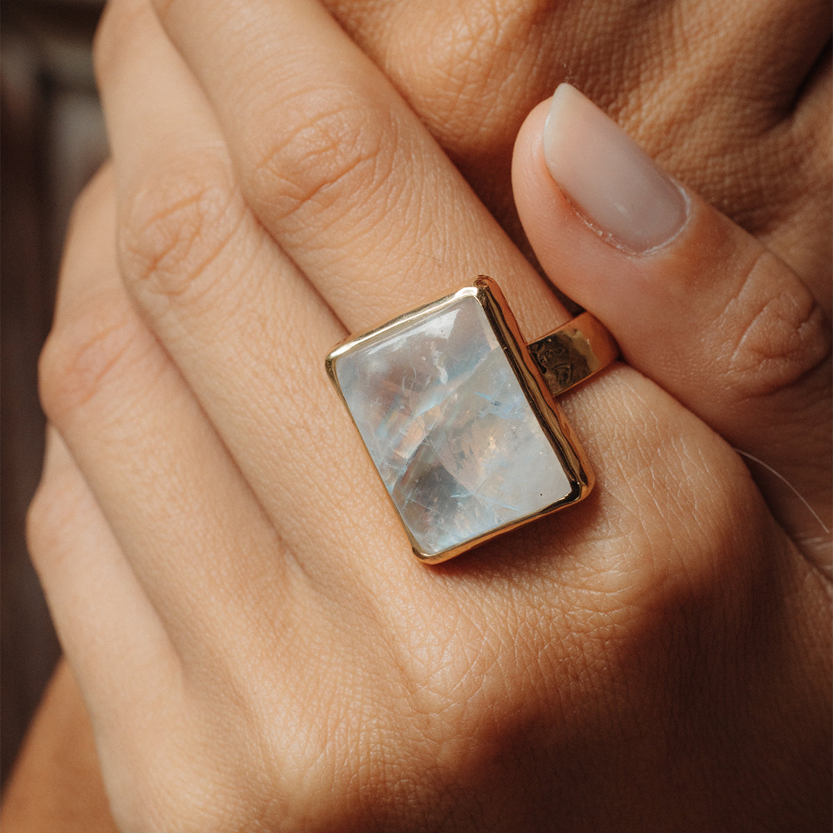 Rainbow Moonstone Ring