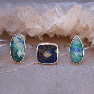 Azurite Crystal Elfin Ring