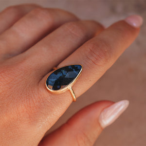 Azurite Crystal Elfin Ring