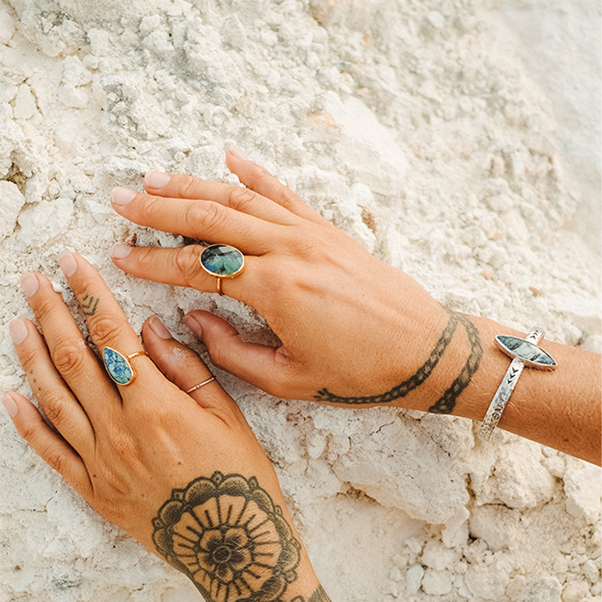 Azurite Crystal Elfin Ring