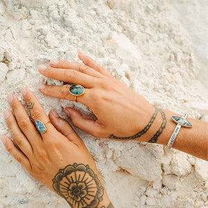 Azurite Crystal Elfin Ring