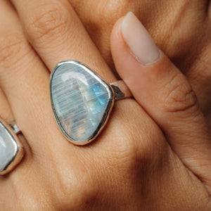 Rainbow Moonstone  Ring