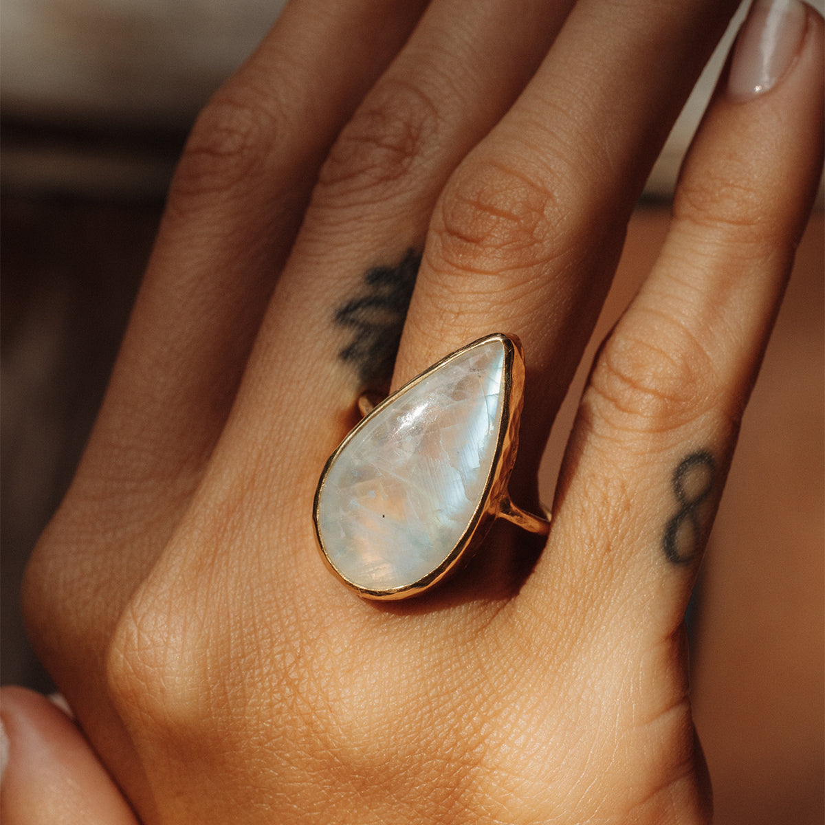 Rainbow Moonstone Elfin Ring