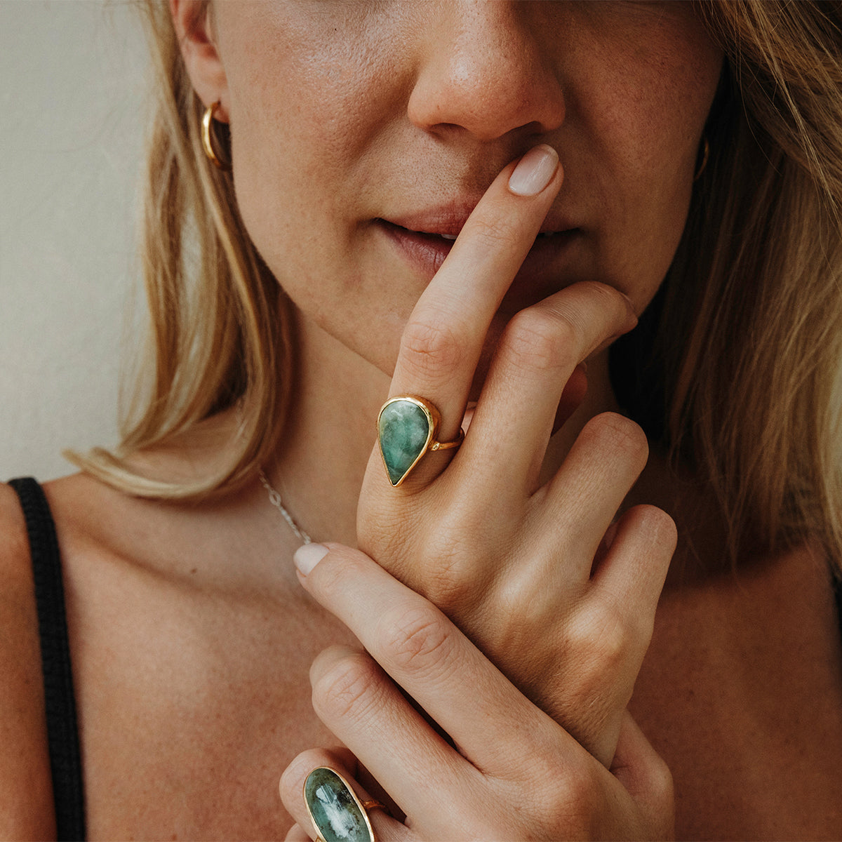 Emerald Quartz Elfin Ring