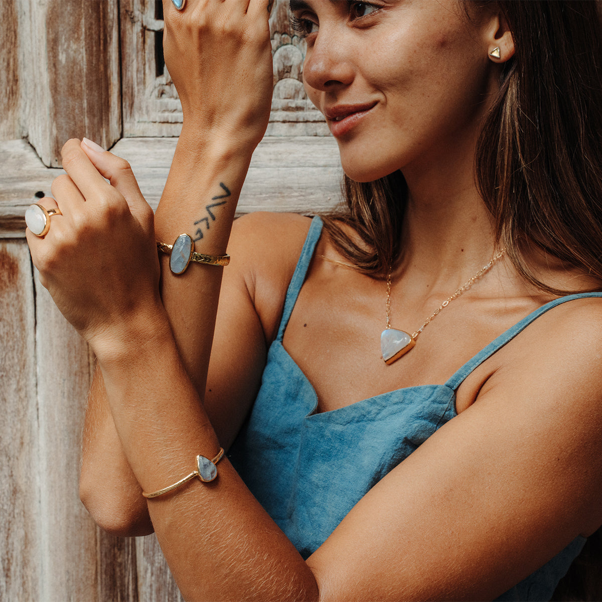 Your Center Cuff || Rainbow Moonstone