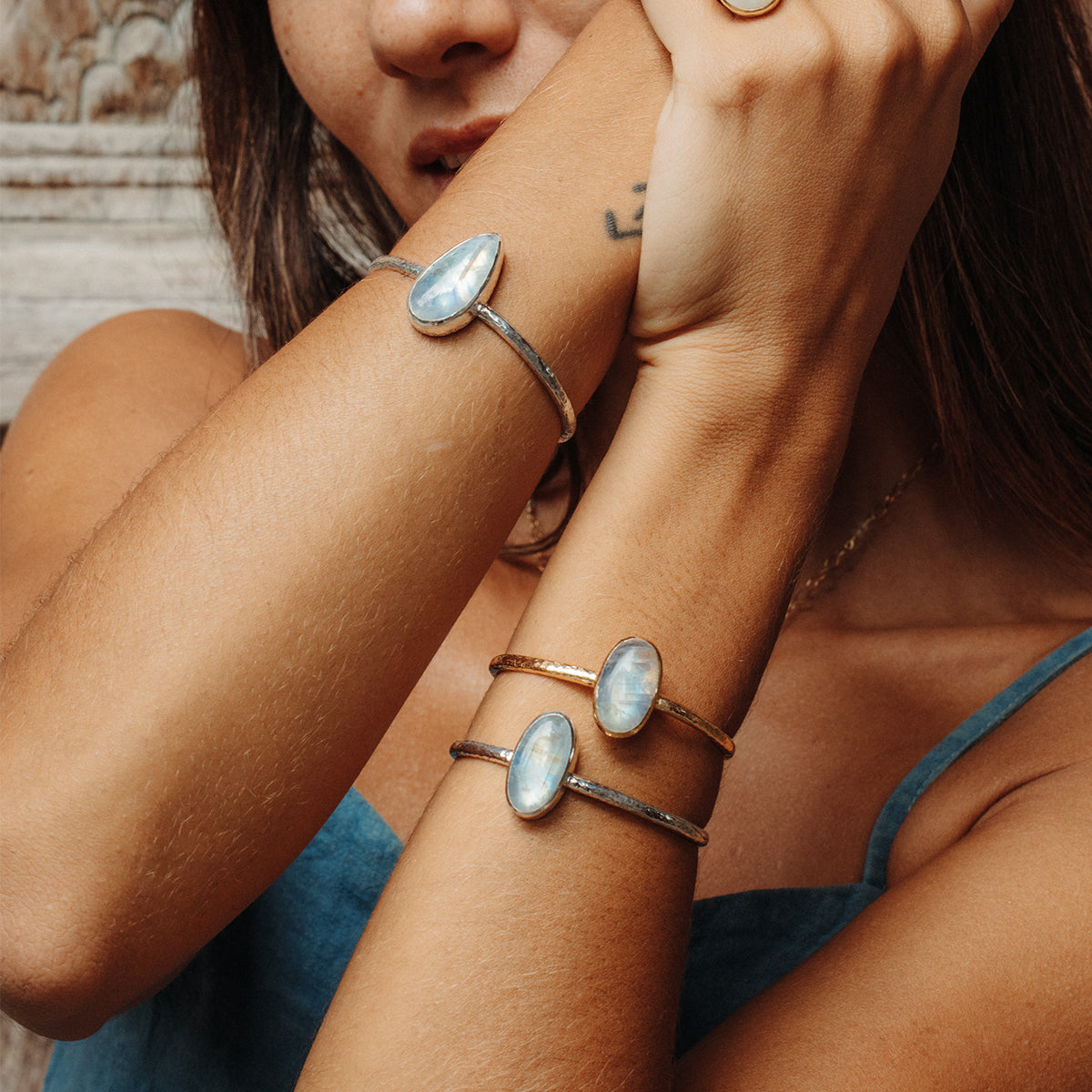 Your Center Cuff || Rainbow Moonstone