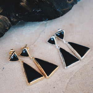 Ancestor Earrings || obsidian