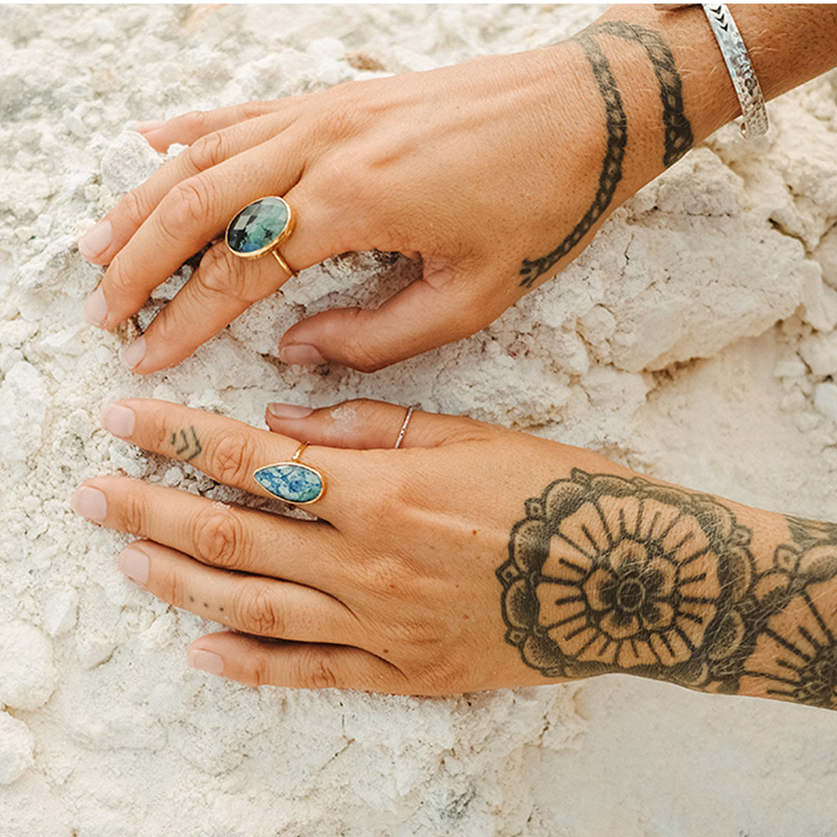 Azurite Crystal Elfin Ring