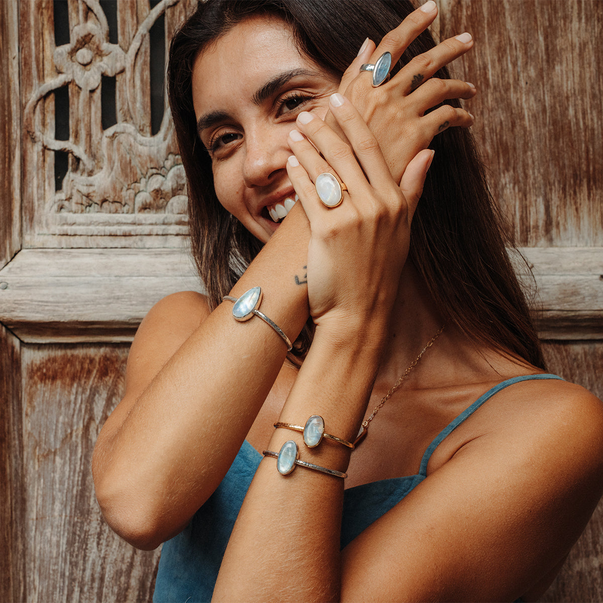 Your Center Cuff || Rainbow Moonstone