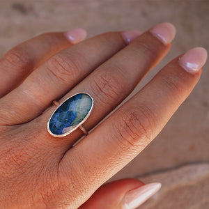 Azurite Crystal Elfin Ring