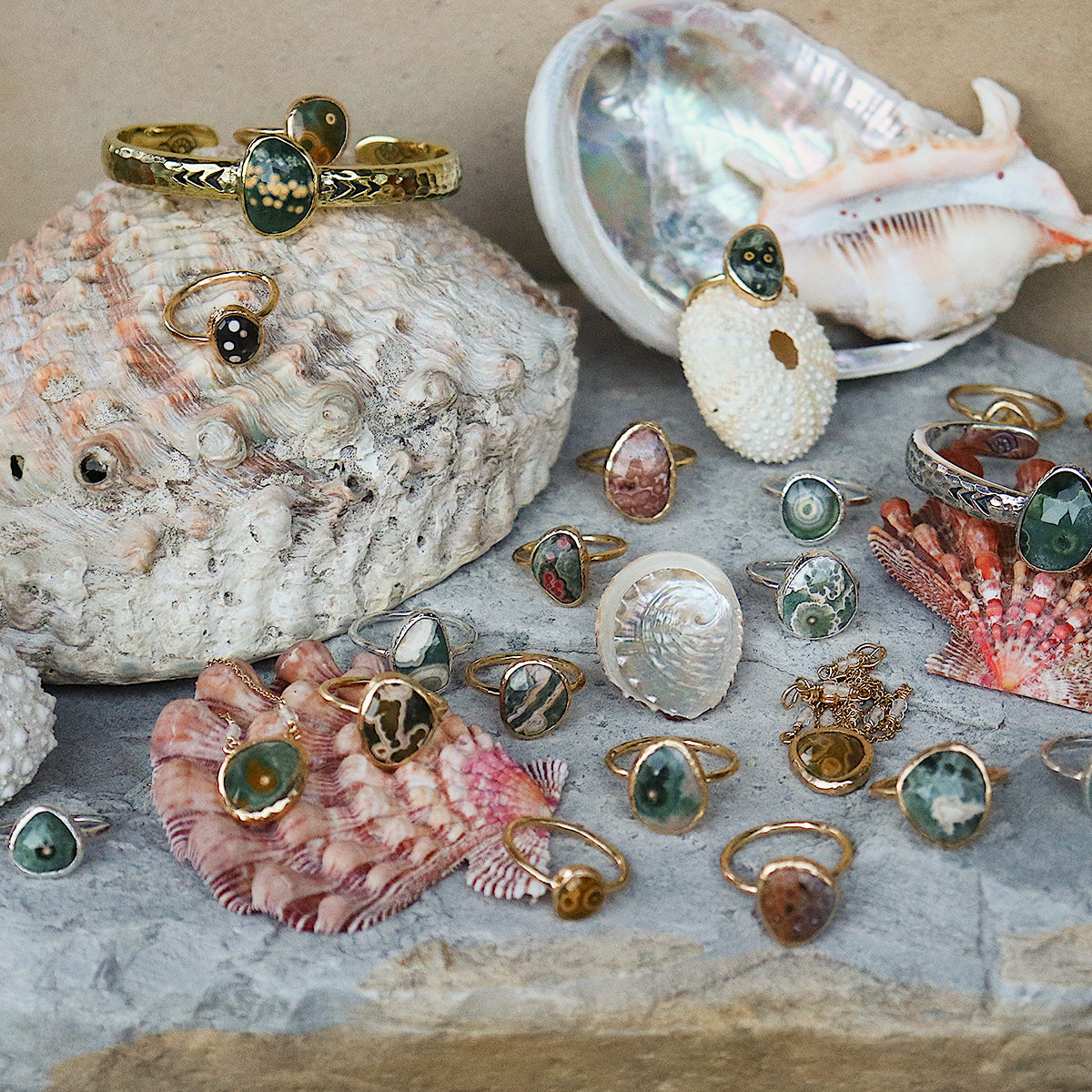 Ocean Jasper Elfin Ring