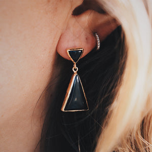 Ancestor Earrings || obsidian