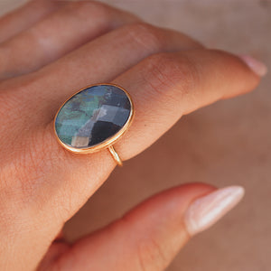 Azurite Crystal Elfin Ring