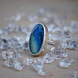 Azurite Crystal Elfin Ring