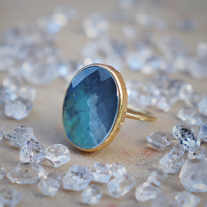 Azurite Crystal Elfin Ring