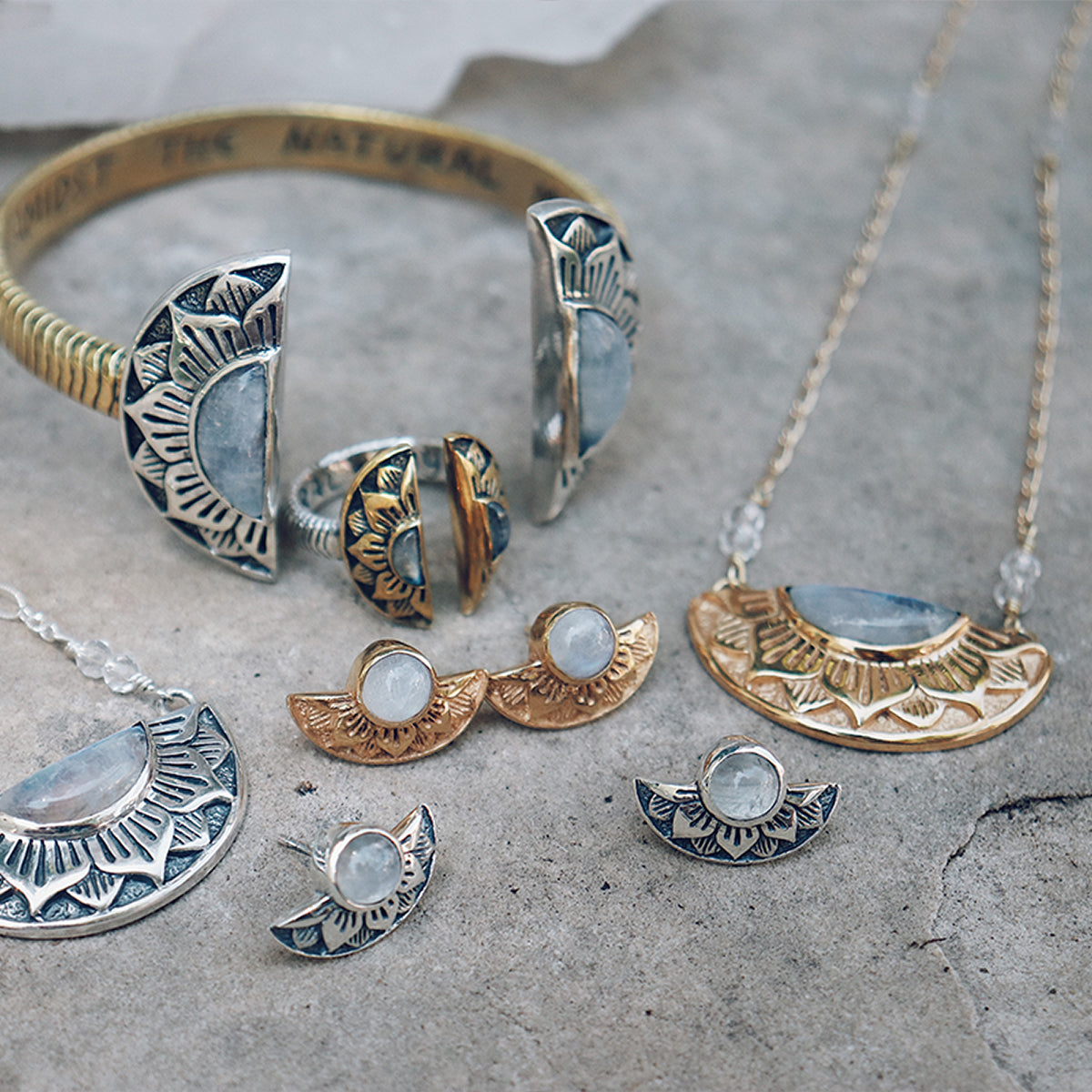 Natural Mystic Earrings :: Moonstone