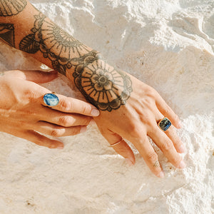 Azurite Crystal Elfin Ring