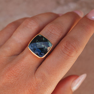 Azurite Crystal Elfin Ring