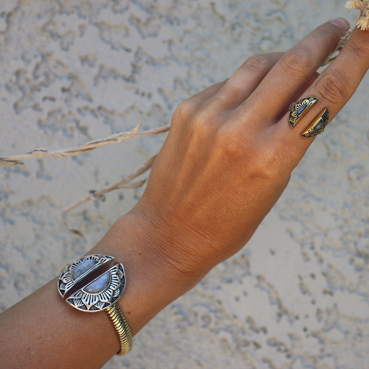 Natural Mystic Cuff || Moonstone