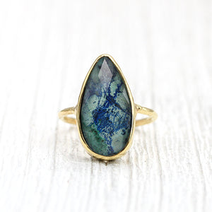 Azurite Crystal Elfin Ring