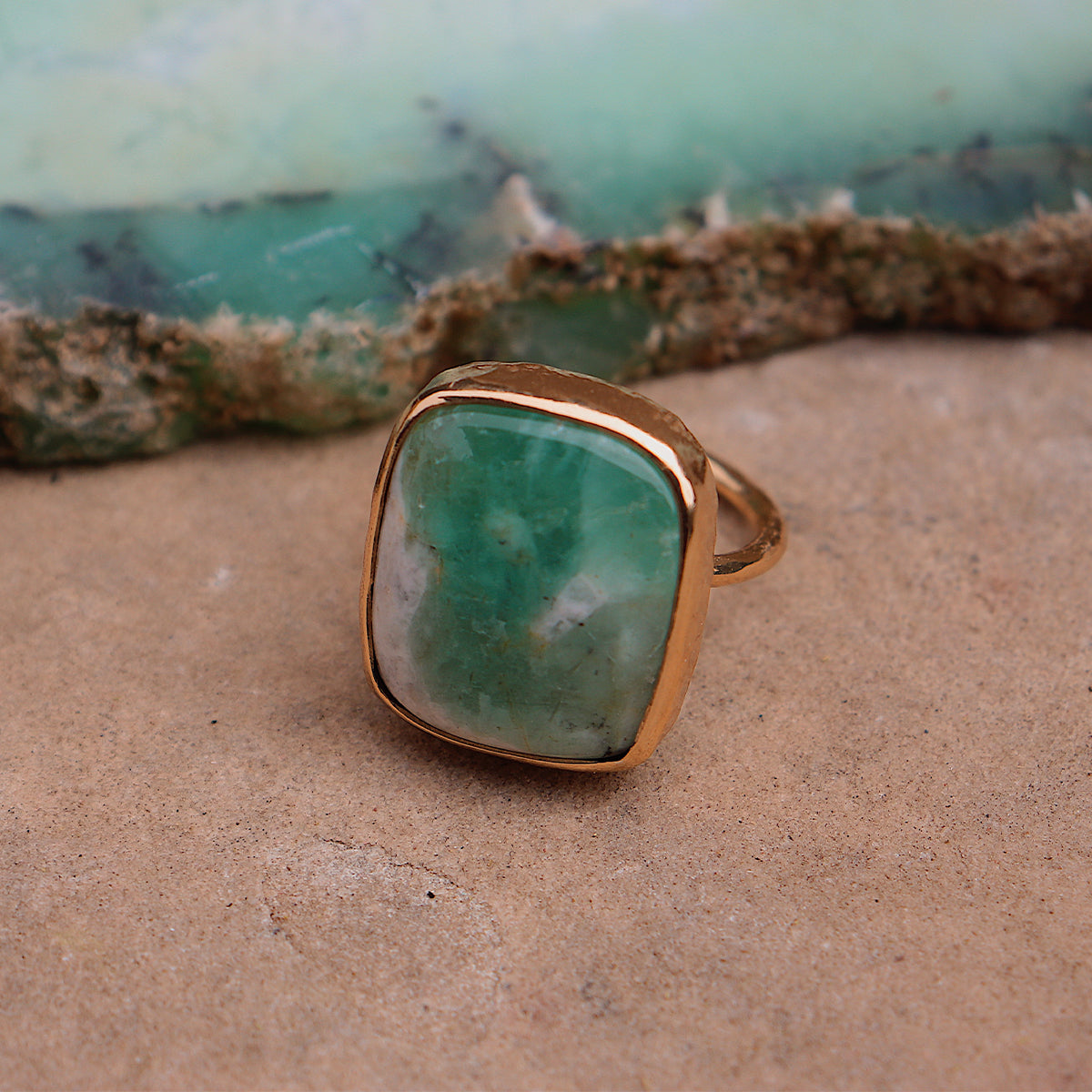 Emerald Quartz Elfin Ring