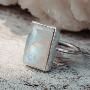 Rainbow Moonstone Elfin Ring