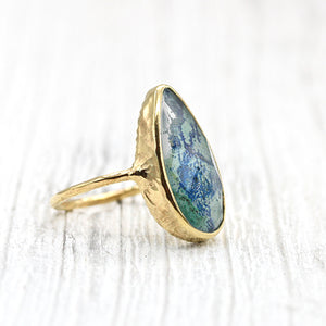 Azurite Crystal Elfin Ring