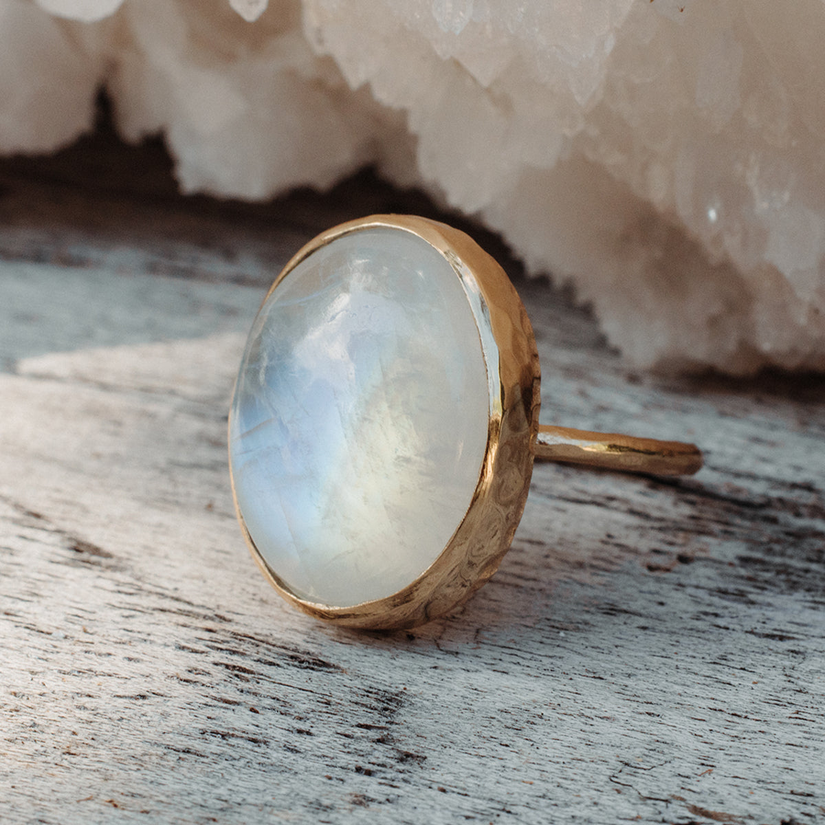 Rainbow Moonstone Elfin Ring