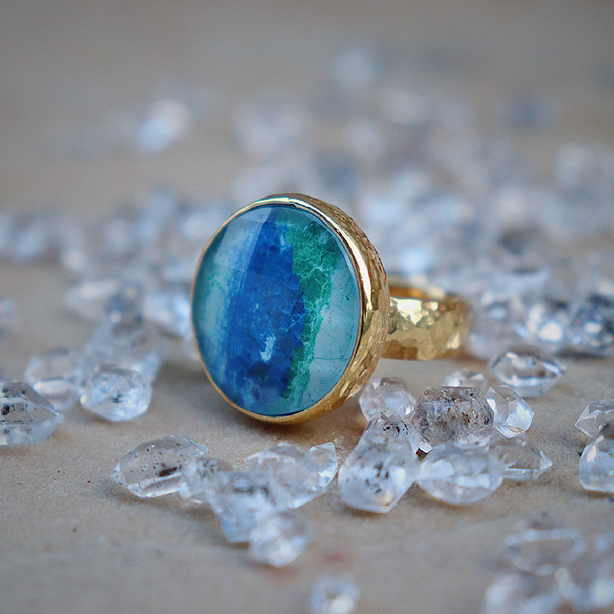 Azurite Crystal Ring