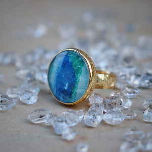 Azurite Crystal Ring