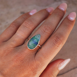 Azurite Crystal Elfin Ring