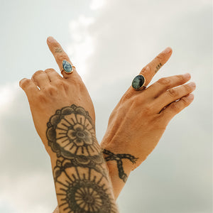 Azurite Crystal Elfin Ring